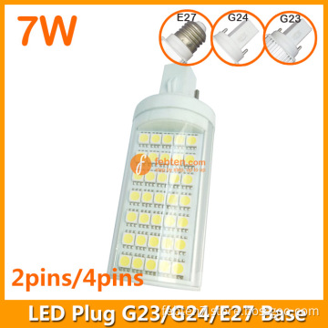 7W LED Plug Lamp G23/G24/E27 Round Shape